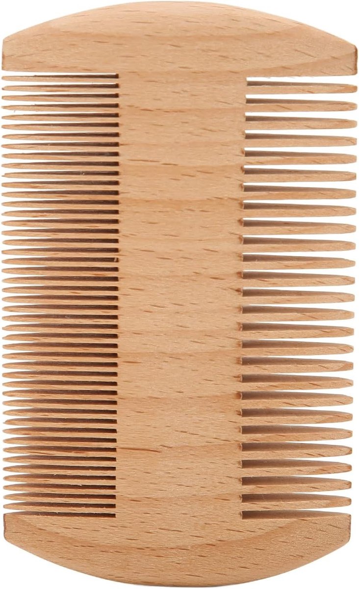 Houten Kam voor Baardverzorging, Professionele Dubbelzijdige Kam met Fijne Tanden voor Lice en Styling (10 x 6 cm)