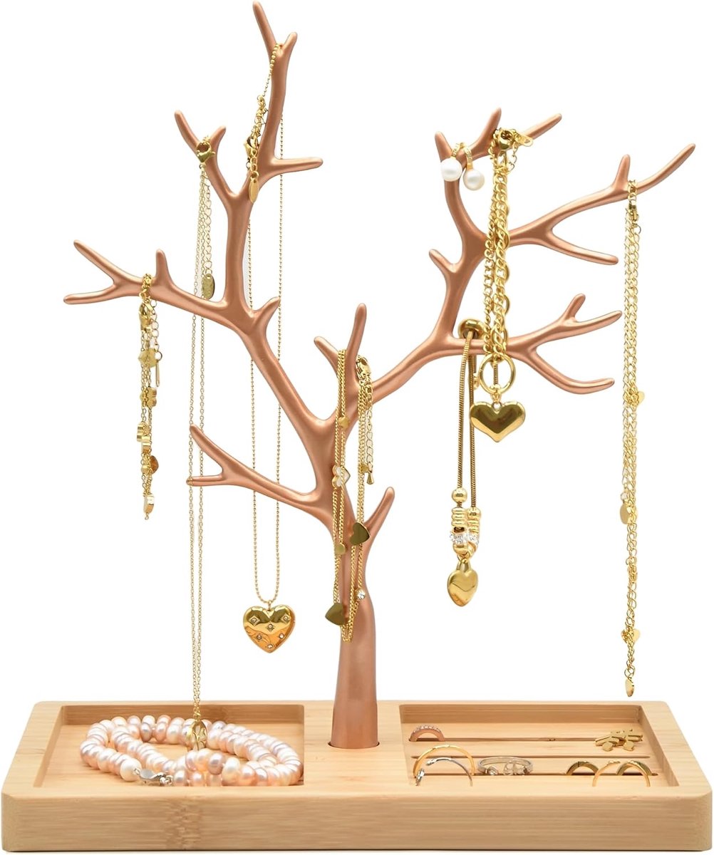 White Gold Jewelry Tree Jewelry Holder Black Jewelry Holder Jewelry Storage Rose Gold Apartment Decoration Aluminum - ShopVlot