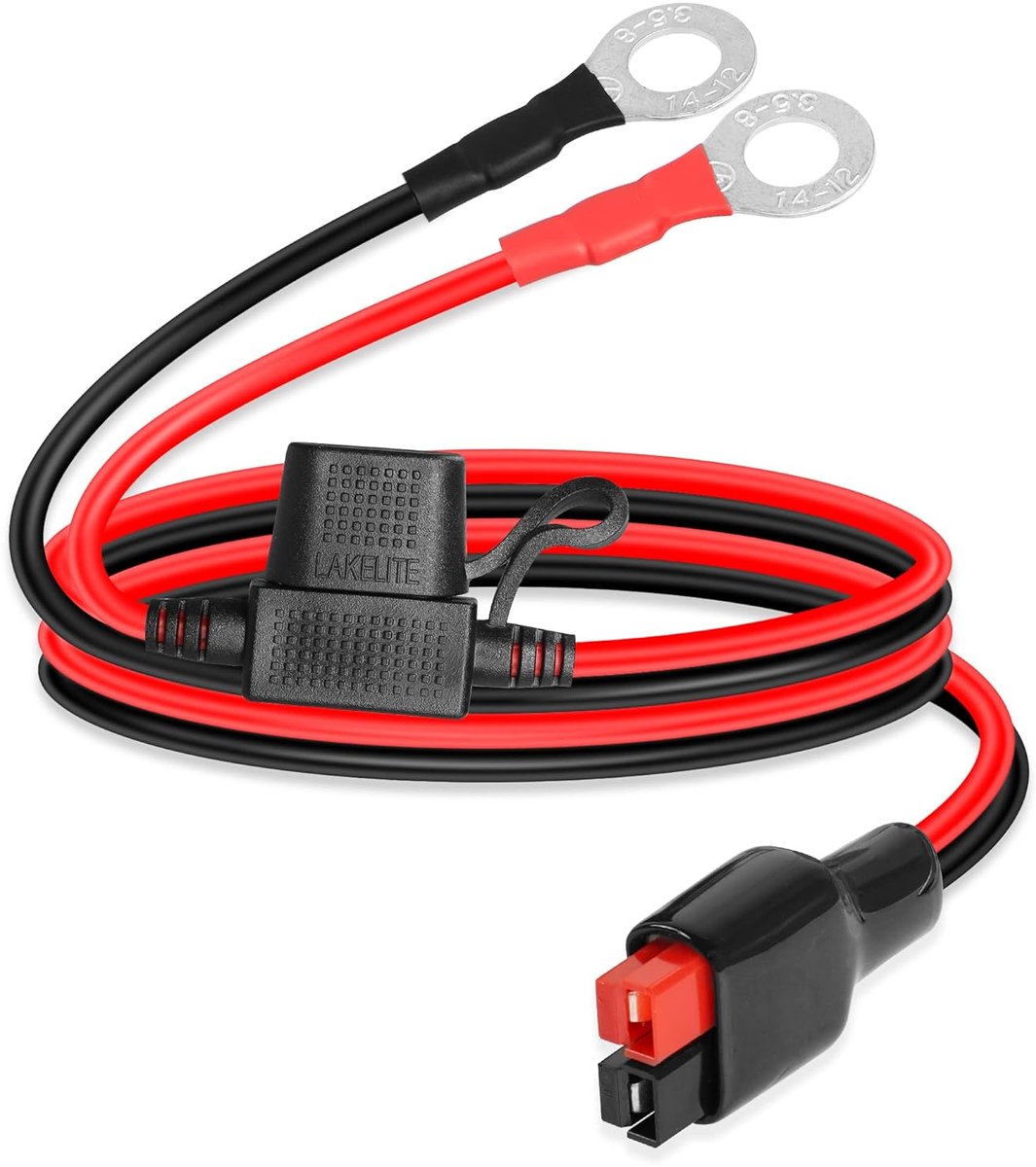 GINTOOYUN 12AWG 45A Connector to O-Ring Terminal Cable DC12V/24V 45A Connector to O-Ring Charging Cable, 20A Safety - ShopVlot