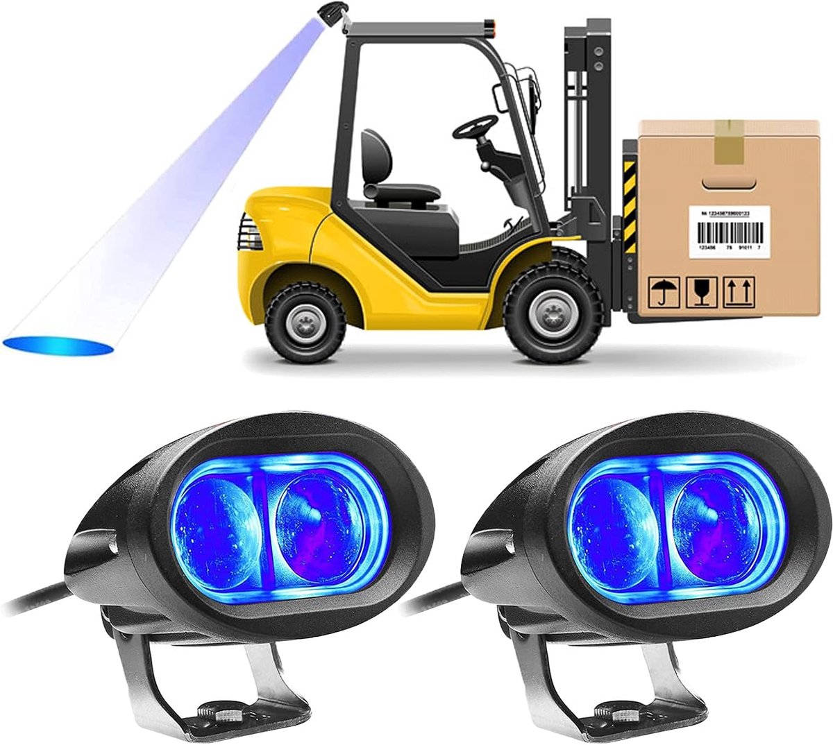 Dinfu 2pcs Blue LED Forklift Lights 20W LED Forklift Lights 12-80V Blue Spot Truck Trolley for Off-Road Truck Tractor - ShopVlot