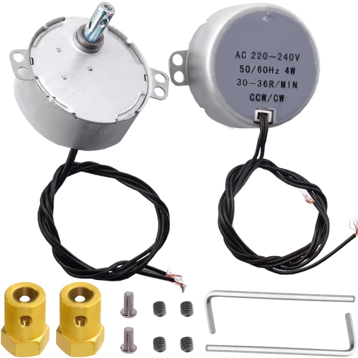 TYC50 Synchronous Motor 30-36RPM AC220~240V 4W CW/CCW 50/60Hz Rotary Two Hole Wave Magnet Motor with 7mm Flexible - ShopVlot