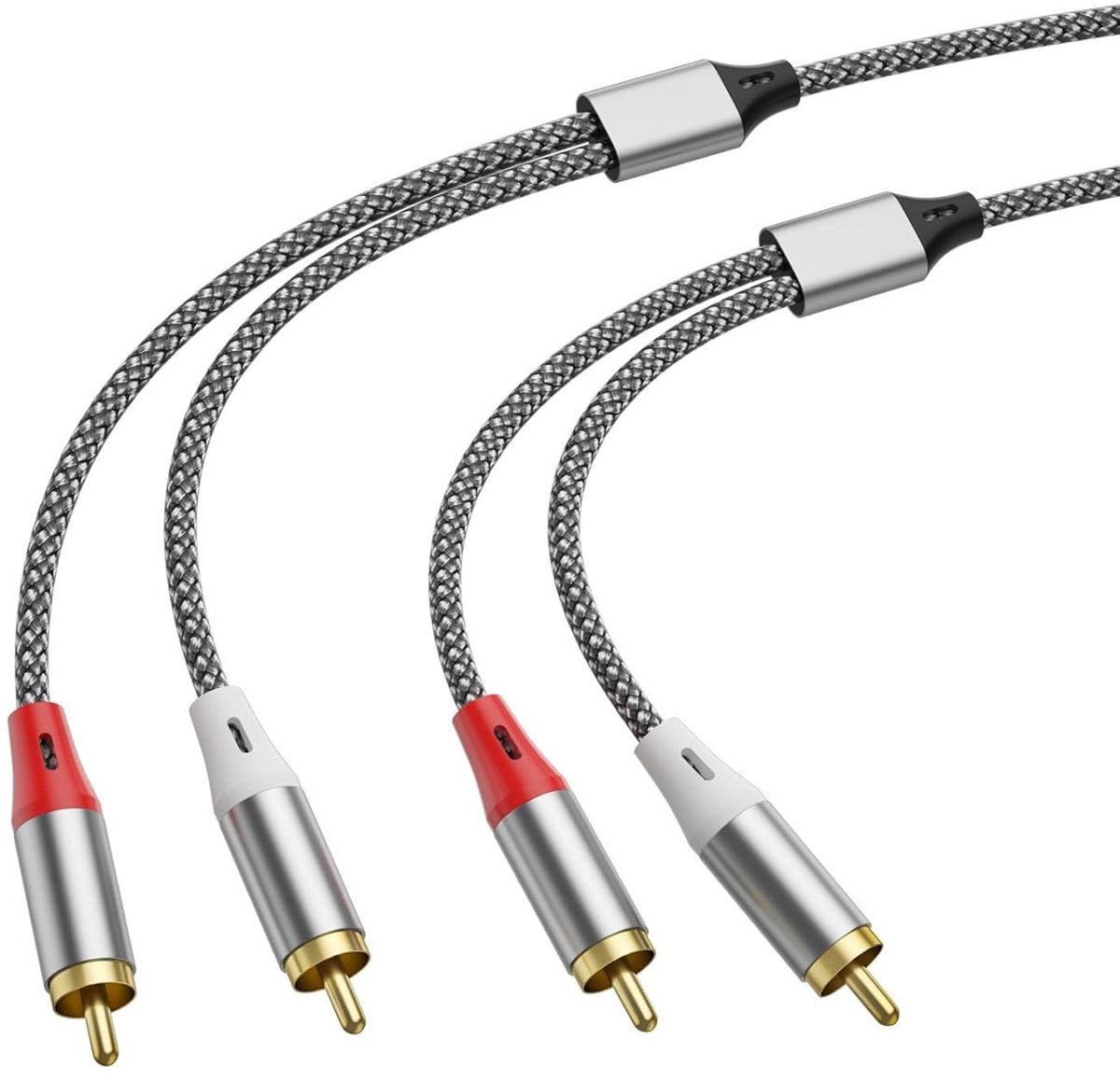 2.3m Cinch Cable, 2×2 RCA Plug, Stereo Audio Cable for Amplifiers, Subwoofers, Game Consoles, Speakers, Hi-Fi and Home - ShopVlot