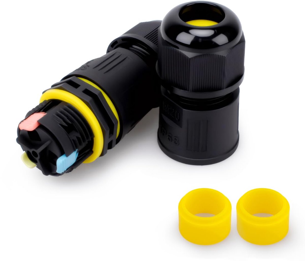 1 pcs waterproof outer cable connector, M20 quick connection, 3 poles for 5 to 8 mm cable, with 2 pieces wire clamm - ShopVlot