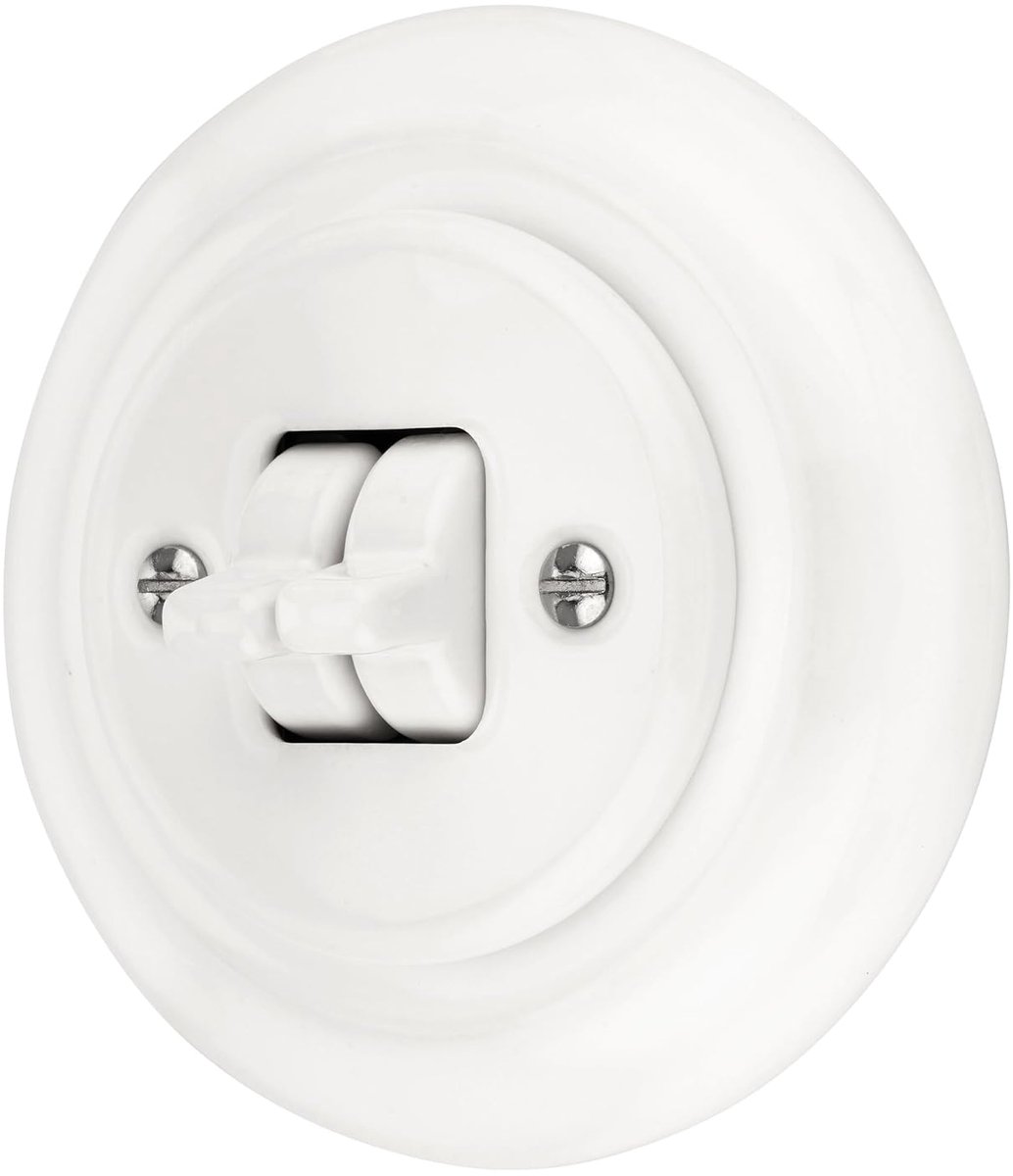 Inbouw porselein Retro Toggle dubbele schakelaar, all-in-one, serie PR1 wit - ShopVlot