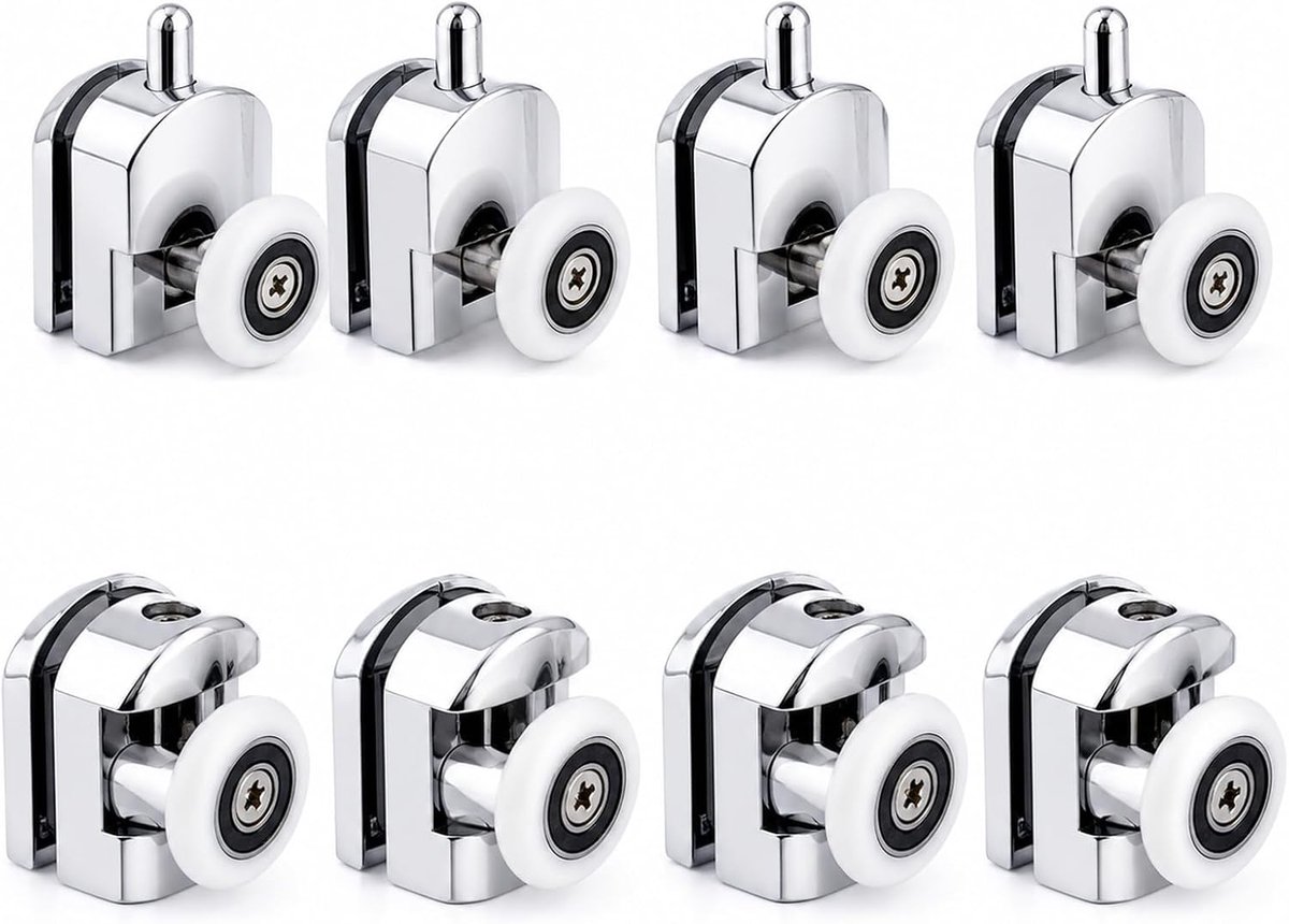 STARVAST Set of 8 Casters for Shower Door - Zinc Alloy Casters - Casters for Bathroom 25 mm (4 Top and 4 Lower) - ShopVlot