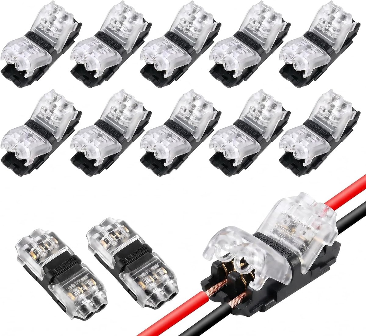12 stuks elektrische draadconnectoren H 2-polig, aansluitkabel voor dunne draden, snelle laagspanningsverbinding, voor - ShopVlot