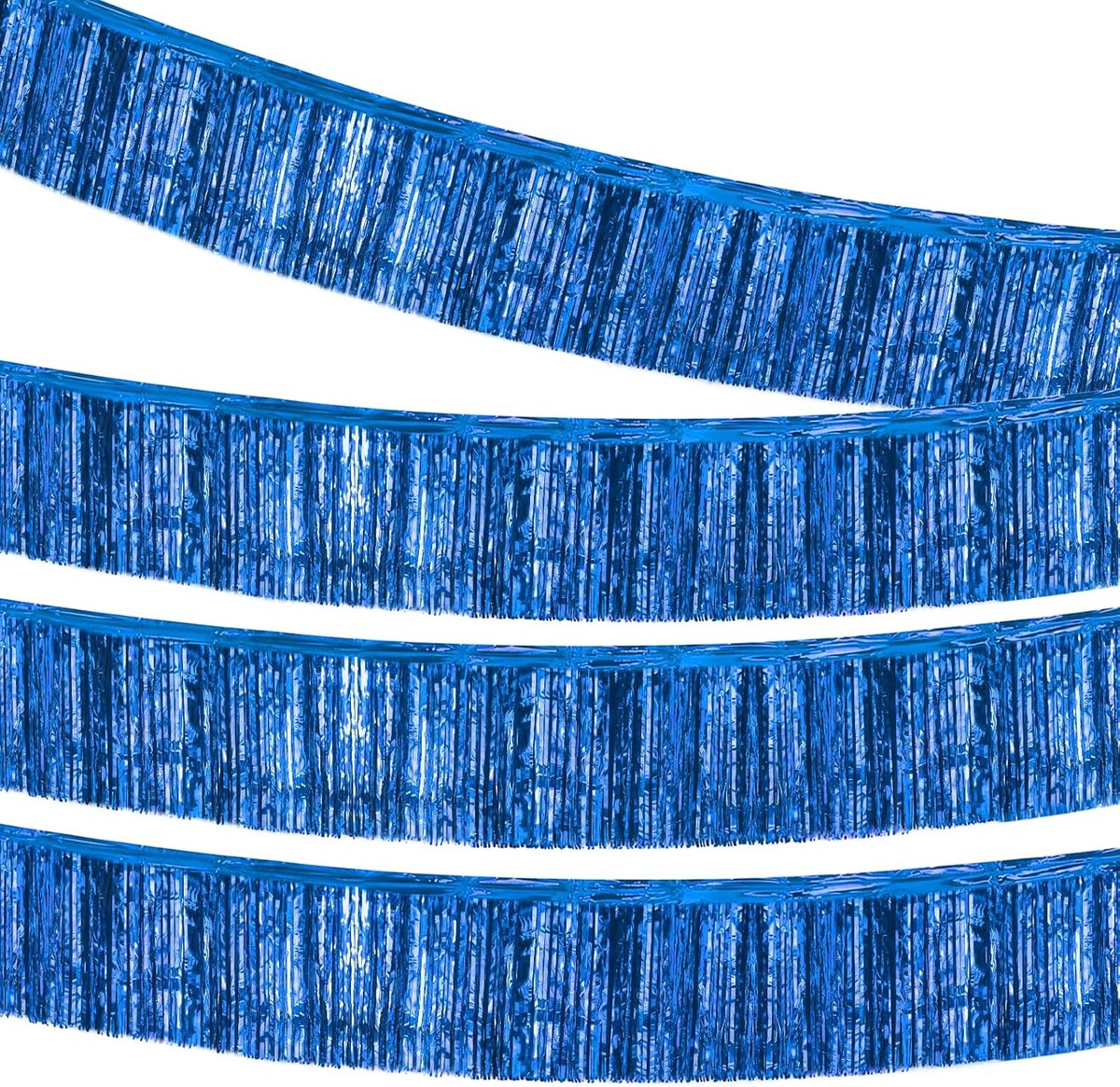 Lametta Fringe Garland, 30 x 300 cm, Lametta Garland, Blue Shiny Tassels, Foil Fringe, Garland, Metallic Foil Tinter - ShopVlot