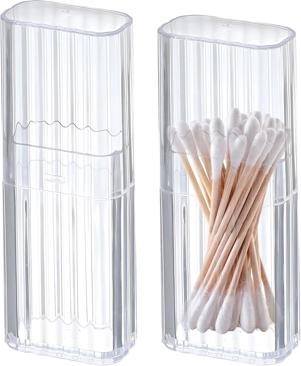 2 stuks wattenstaafjeshouder voor reizen, wattenstaafjesdispenser, tandenstokerdispenser, kleine wattenstaafjes - ShopVlot