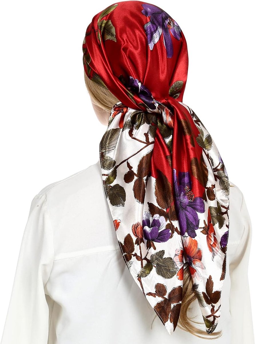 RIIQIICHY Headscarf like silk satin hair scarf for women sleeping suqare designer bandana scarf for hair wrapping at - ShopVlot