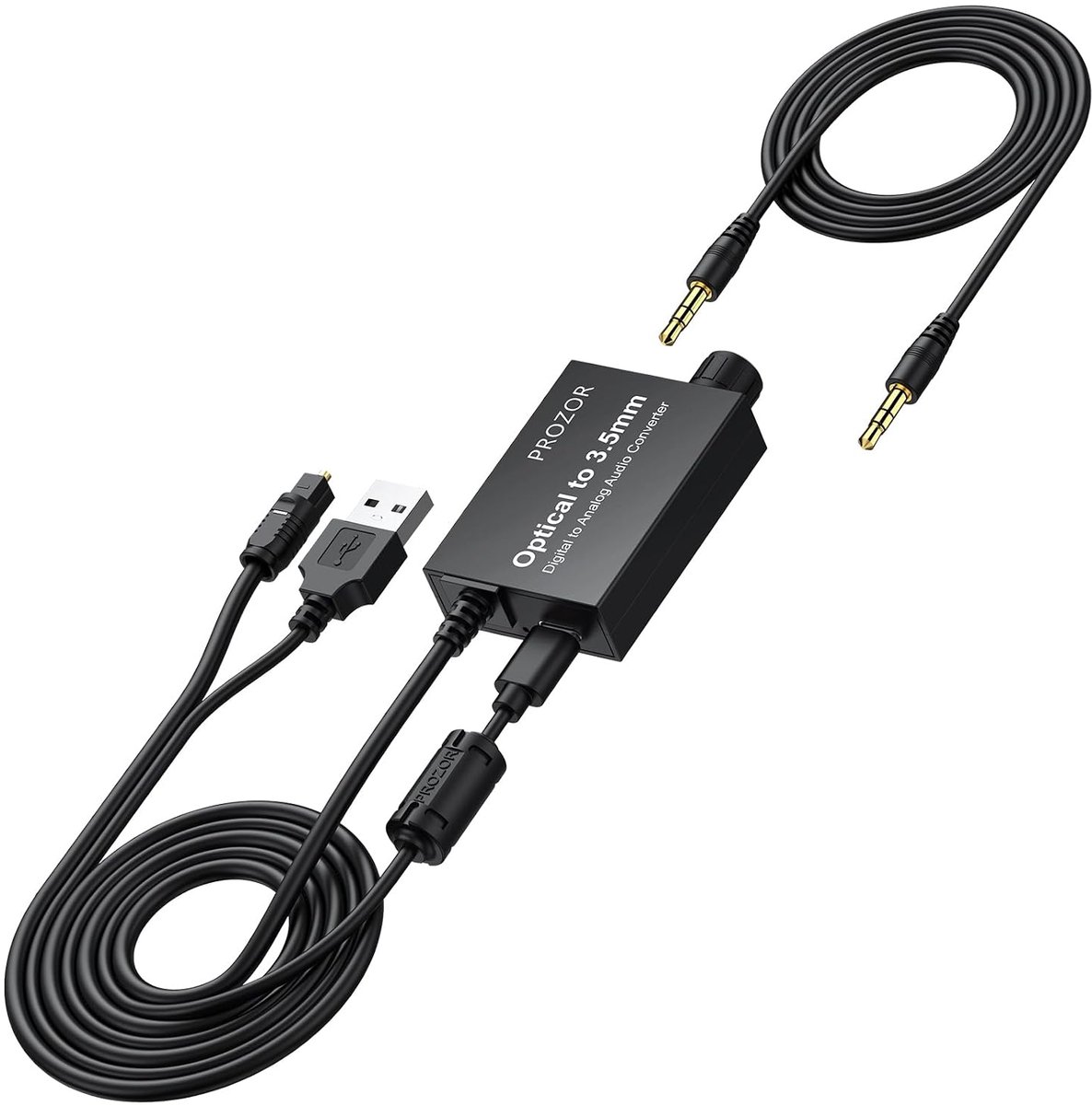 PROZOR Optical to 3.5mm converter - with built-in audio amplification chip and volume control 192kHz digital to analog - ShopVlot