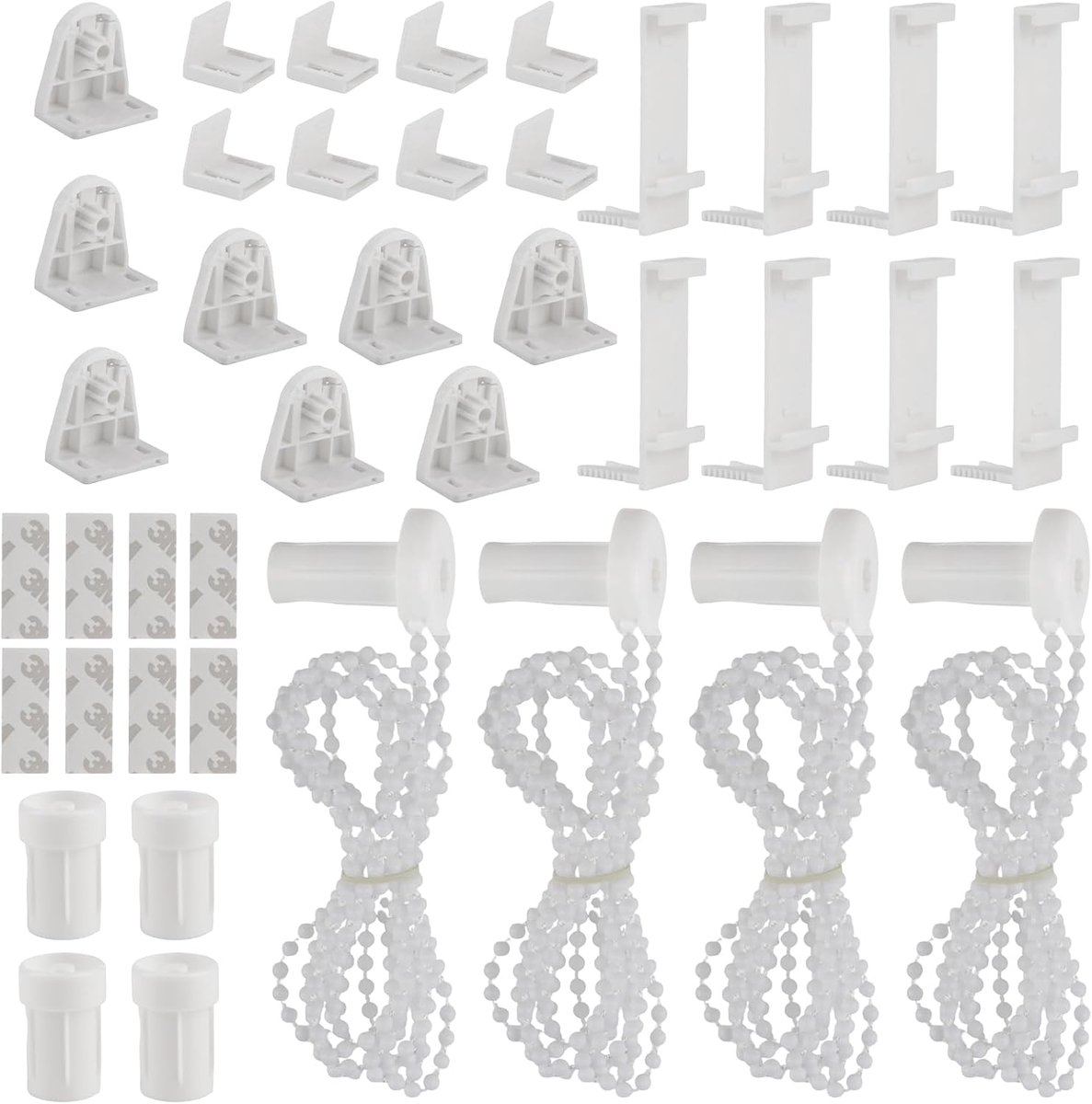 Set van 4 rolgordijnhouders voor ramen, 17 mm, zonder boren, reserveonderdelen, rolgordijn, klemhouder, wit - ShopVlot