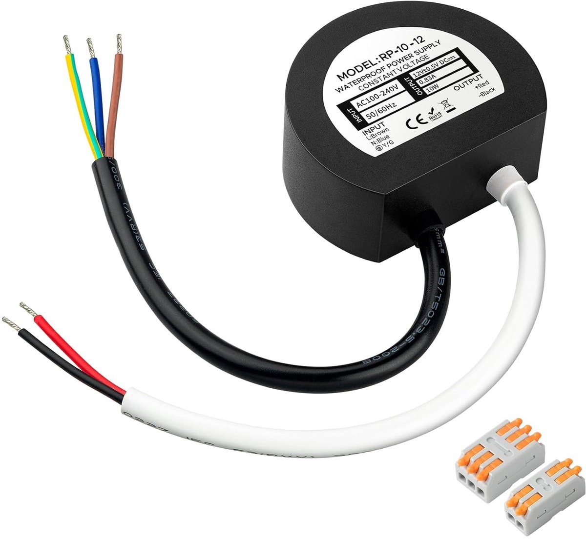 LED Transformer 12V 10W 0.83A Round LED Power Supply IP67 for Indoor and Outdoor - ShopVlot
