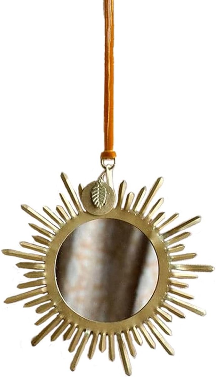 Decorative Mirror Ex Voto Sun Metal Carved Patina Antique Hand Made Dimensions: H 12 x W 12 cm - ShopVlot