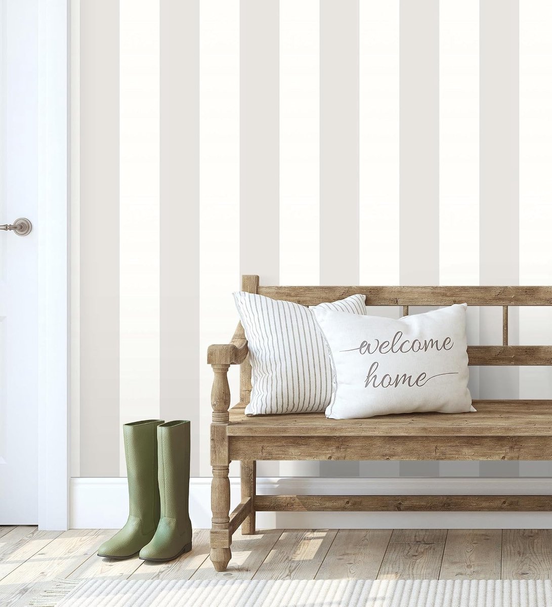GAULAN 500680241 - Washable Vinyl Wallpaper with Wide Stripes Grey and White with Embossed Texture for Wall Bedroom - ShopVlot