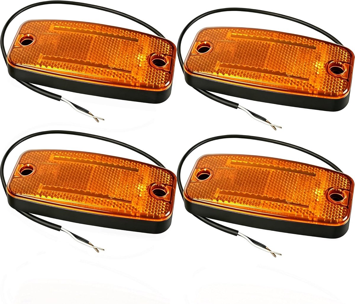 4 x amber zijmarkeringslichten 12/24 V zijlicht gele positioneringslichten led met reflector voor campers, boten - ShopVlot