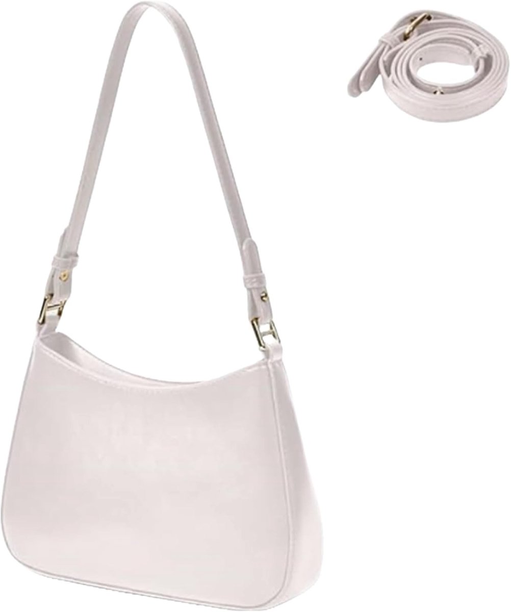 Schoudertas dames - leren half maan hobo handtas - met 2 verstelbare banden - veelzijdige clutch voor dagelijks gebruik - ShopVlot