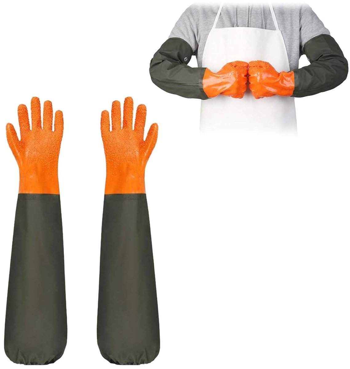 Waterdichte handschoenen van 70 cm voor tuinieren, vissen en aquaria, ideaal voor vijveronderhoud en bescherming tegen water