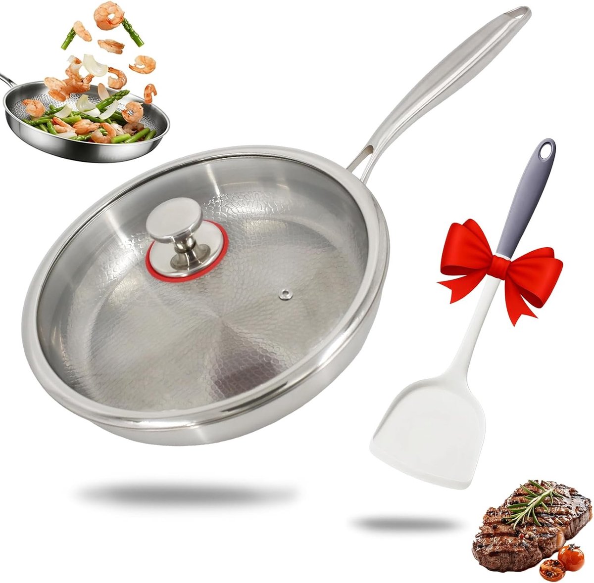 Braadpan - Gehamerd - 30 cm - Ongecoat Titanium - Voor Koken en Kamperen