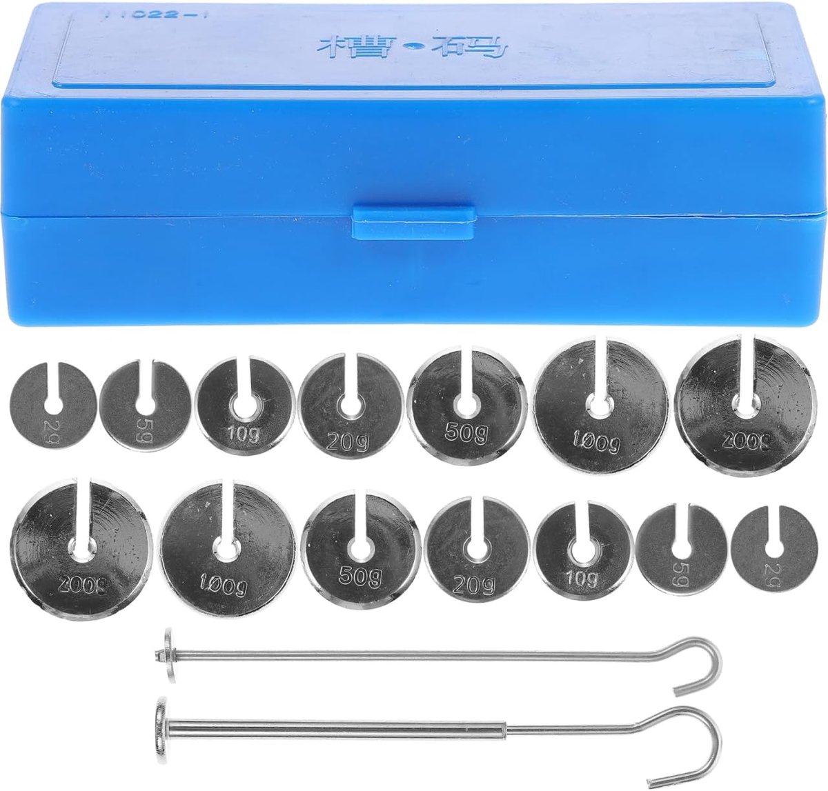 SnelShoppen - Slotted Gewichten Set met Hanger en Staal - 1 Set Slotted Massen voor Laboratorium Experimenten - Professionele en Duurzame Gewichtenset
