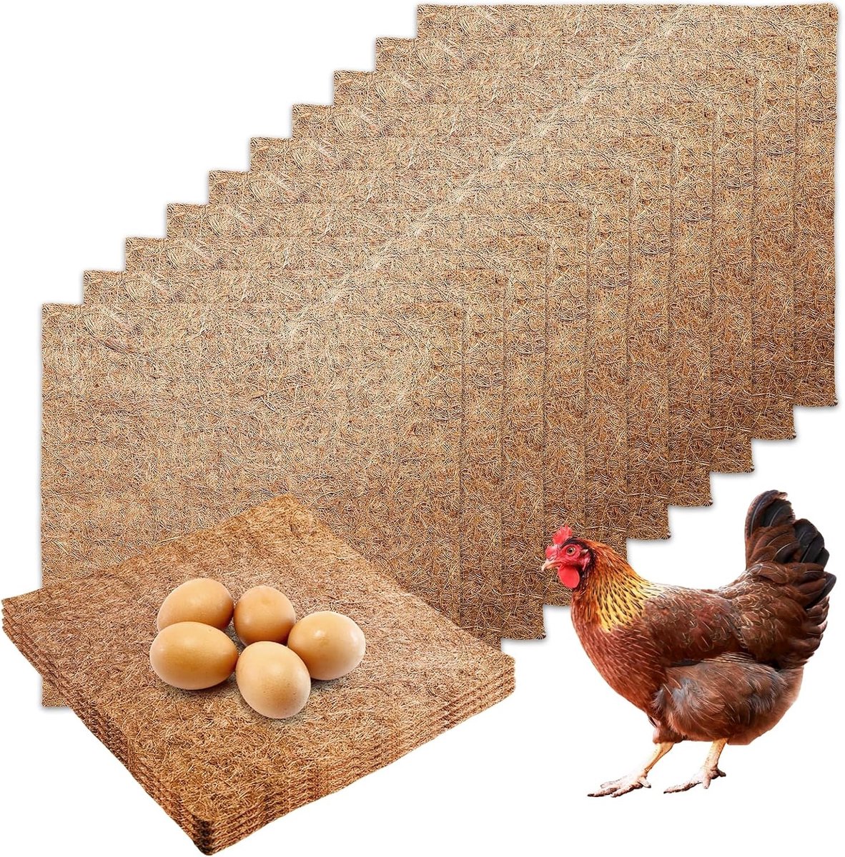 Kippennestmatten 30 x 30 cm - 10 stuks herbruikbare nestpads voor optimale bescherming van eieren en kippenhokken