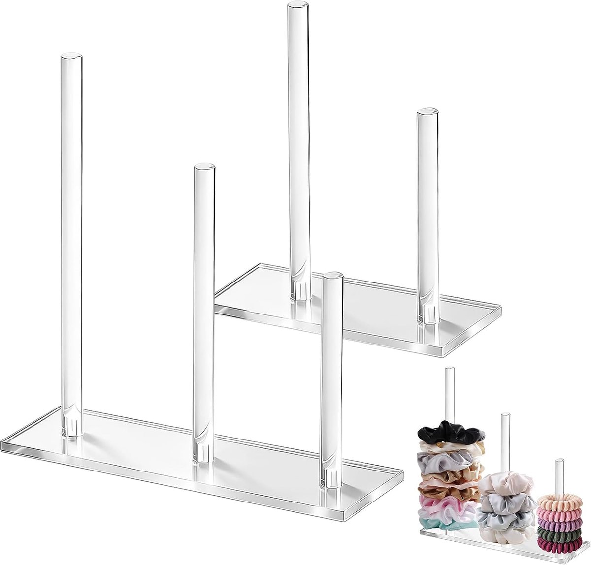 Haaraccessoires opbergdoos 3 vakken - transparant acryl - georganiseerd voor haarbanden en scrunchies - ShopVlot