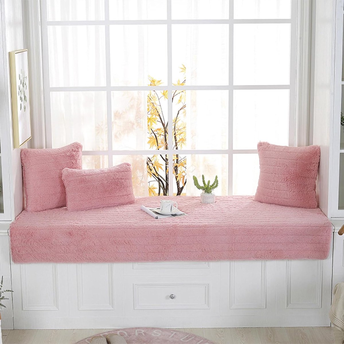 Raamkozijn Kussen 50x30cm - Roze Polyester - Niet-slip - Comfort voor Binnen - ShopVlot