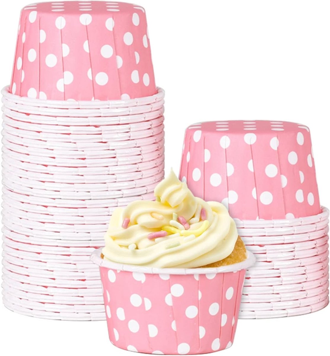 Cupcake Cups 100pcs - Mini Papieren Cake Muffin Vormpjes - Roze - Perfect voor Feestjes - ShopVlot