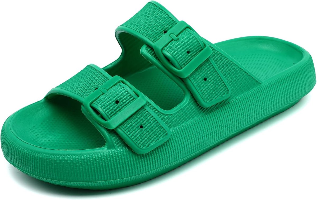 Cloud Sliders Women Men Sandals with Adjustable Buckles, Shower Bathroom Non-slip Quick Dry Open Toe Super Soft - ShopVlot