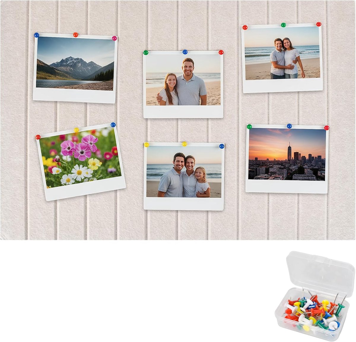 Cork Pin Board 60 x 40 cm 9 mm Felt Decorative Notice Board Self-Adhesive Wall with 35 Tips Cork Wall Felt Board Felt - ShopVlot