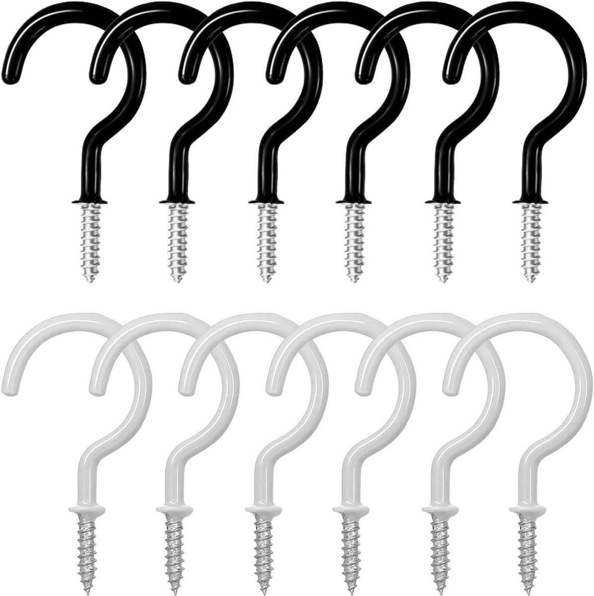 12 stuks schroefhaken, plafondhaken, waslijnhaken, 5 cm, kophaken, schroeven, haakschroeven, bekerhaken, plantenhaken - ShopVlot
