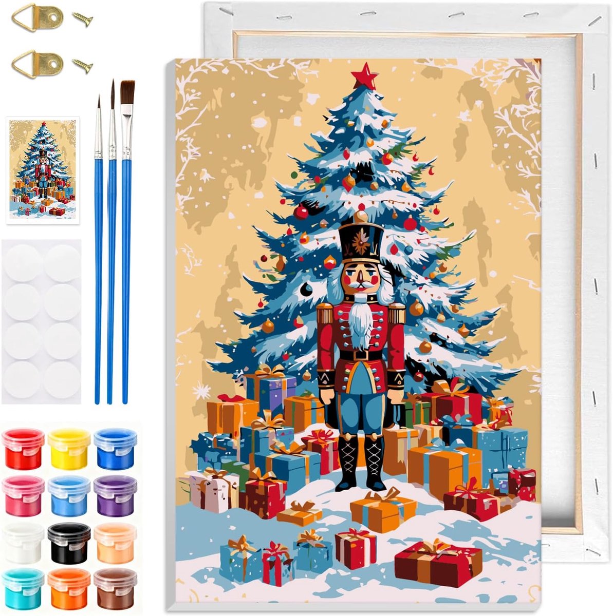 Schilderen op Nummer - Kerstboom Schilderij - Canvas met Houten Lijst - Creatieve Hobby voor Kinderen en Volwassenen - ShopVlot