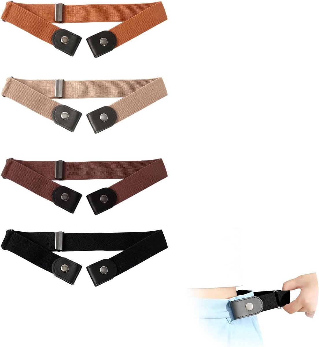 Elastische riemen set van 4 - verstelbaar en onzichtbaar - PU leren materialen - perfect voor kinderen en volwassenen - ShopVlot