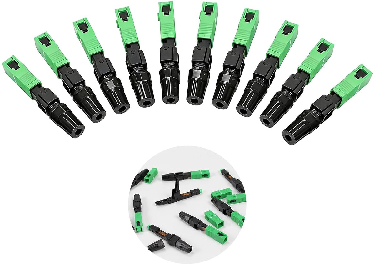 Fiber optic quick connectors pack van 10 - SC/APC - lage reflectie - perfecte verbinding voor woningen - ShopVlot