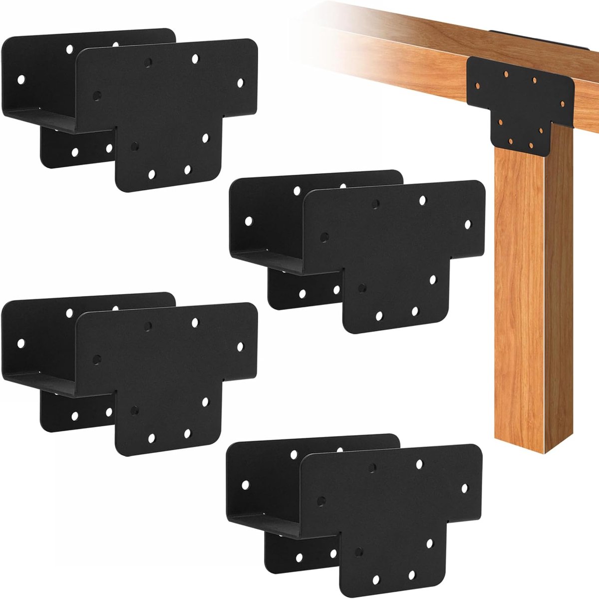 Pergola Kit T-Shaped 4x4 - Heavy Duty Hout - Matte Zwart - Stevige ondersteuning voor uw tuin - ShopVlot