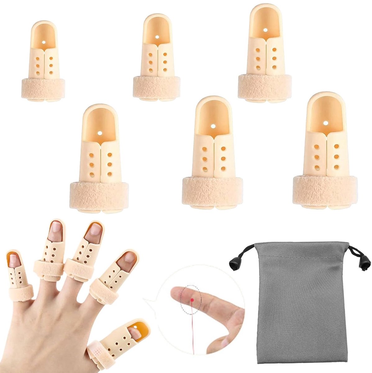 Vinger spalken set van 6 - Voor kleine vingers - Ademend en comfortabel - Ideaal voor tuinieren - ShopVlot