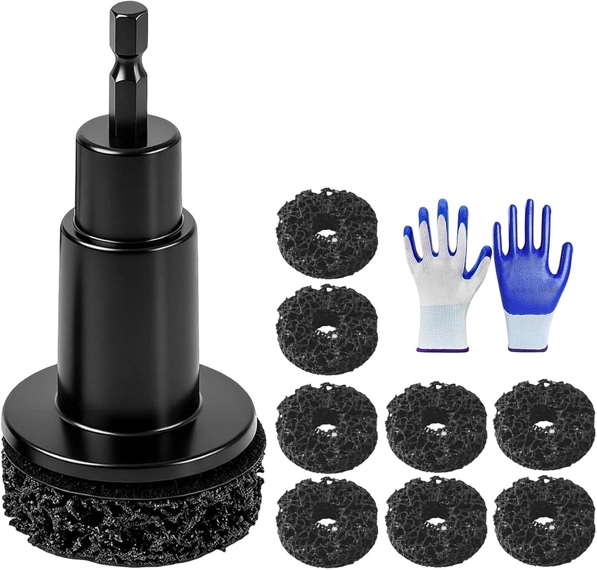 Wielnaafslijper met 1/2 inch adapter - 8 verwisselbare schuurpads - universeel inzetbaar - ShopVlot