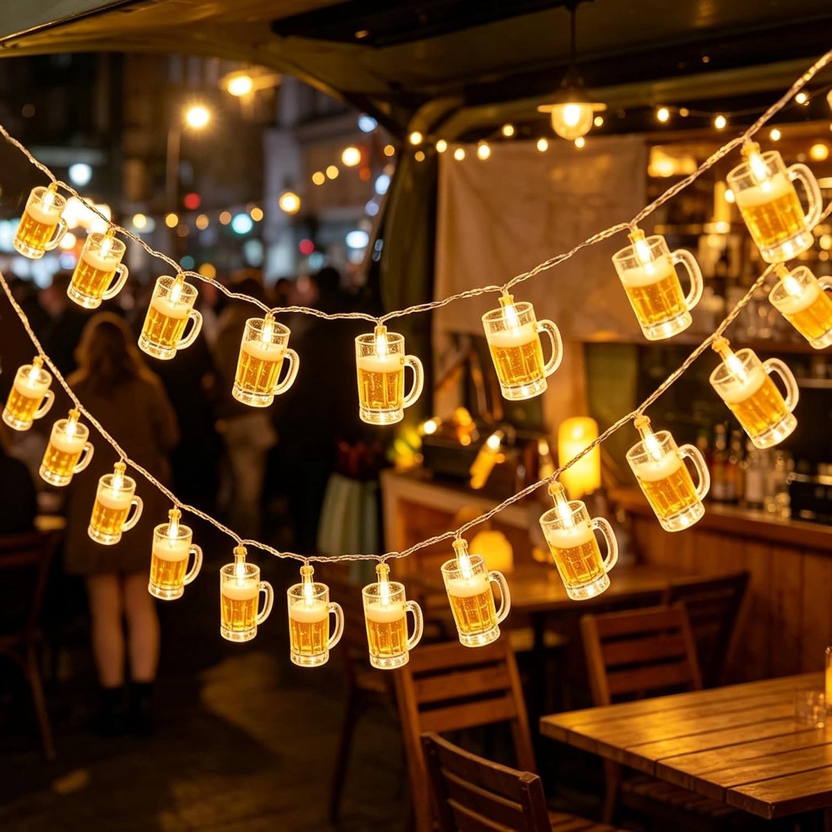 Bierput verlichting set van 2 - 1,5 m lichtketting - werkt op batterijen - sfeervolle decoratie voor feestjes - ShopVlot