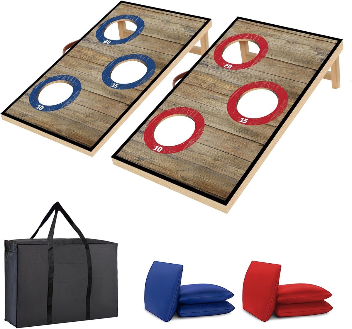 Cornhole spelset 60 x 30 cm - premium hout - met 6 beanbags - leuk voor buitenactiviteiten - ShopVlot