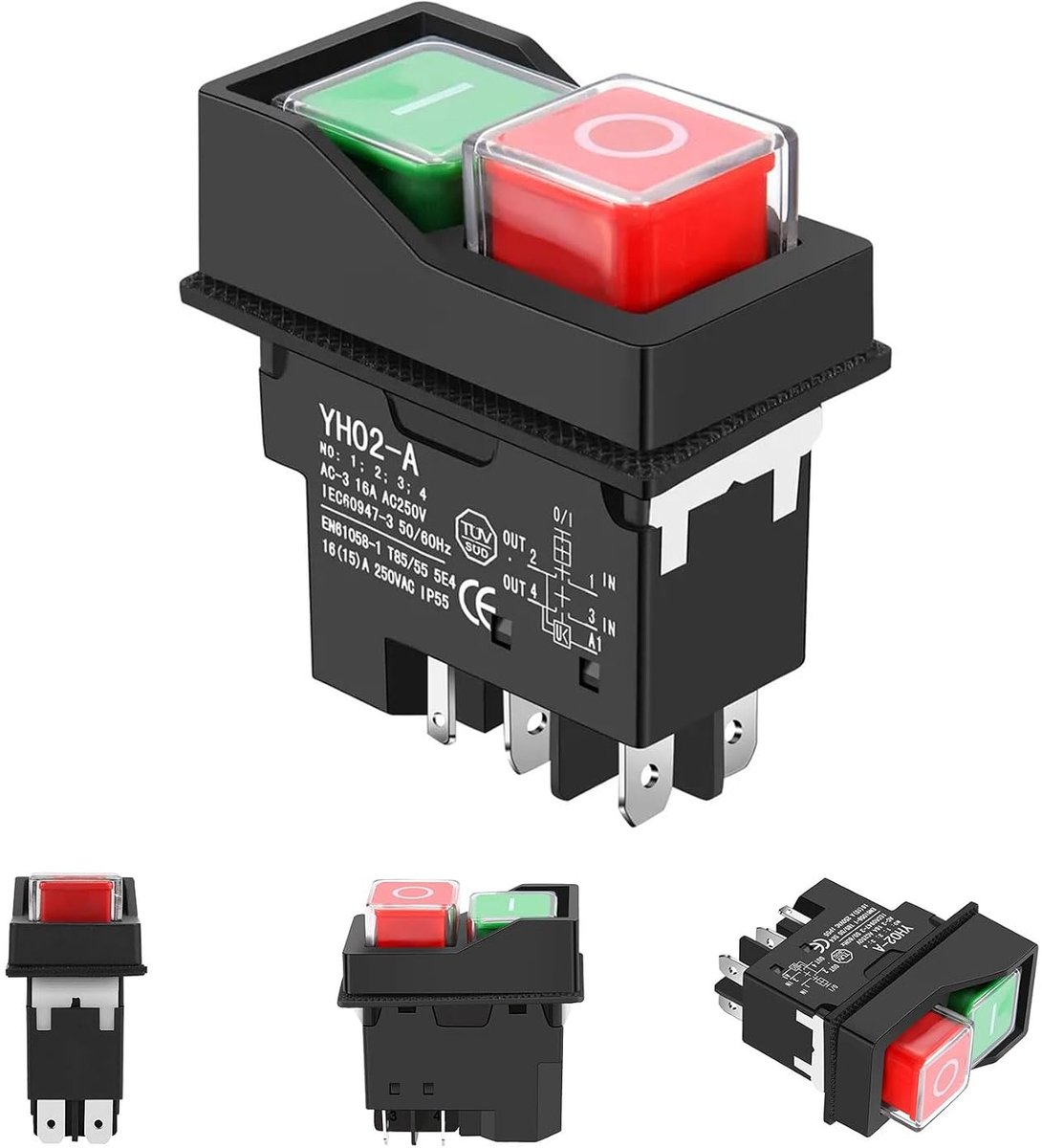 Veiligheidsschakelaar 16 A - 250 V - 5 Pin - noodstopfunctie - voorkom ongelukken - ShopVlot