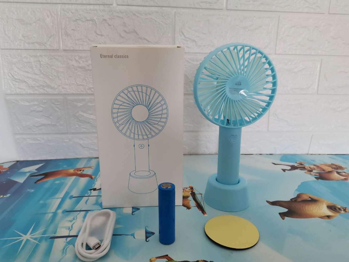 Mini Portable Rechargeable Office Handheld Fan Creative Small Portable USB Fan Battery Capacity; 800 Blue - ShopVlot