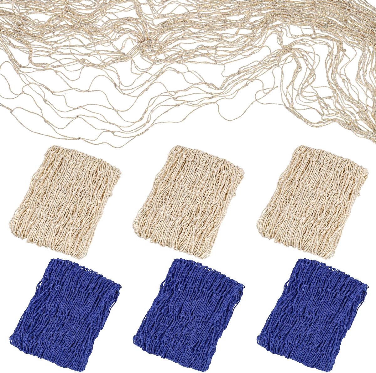 6Pcs Nautical Wall Decor Fishnet Decorations for Party Decorative Nautical Theme Cotton Fishnet For Pirate Party - ShopVlot