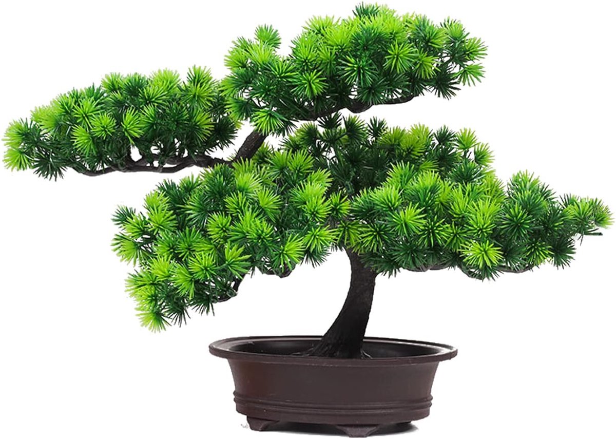 Verve Jelly Artificial Bonsai Pine,Fake Plant Faux Flowers Ornaments Pot Artificial House Plants Japanese Pine Bonsai - ShopVlot