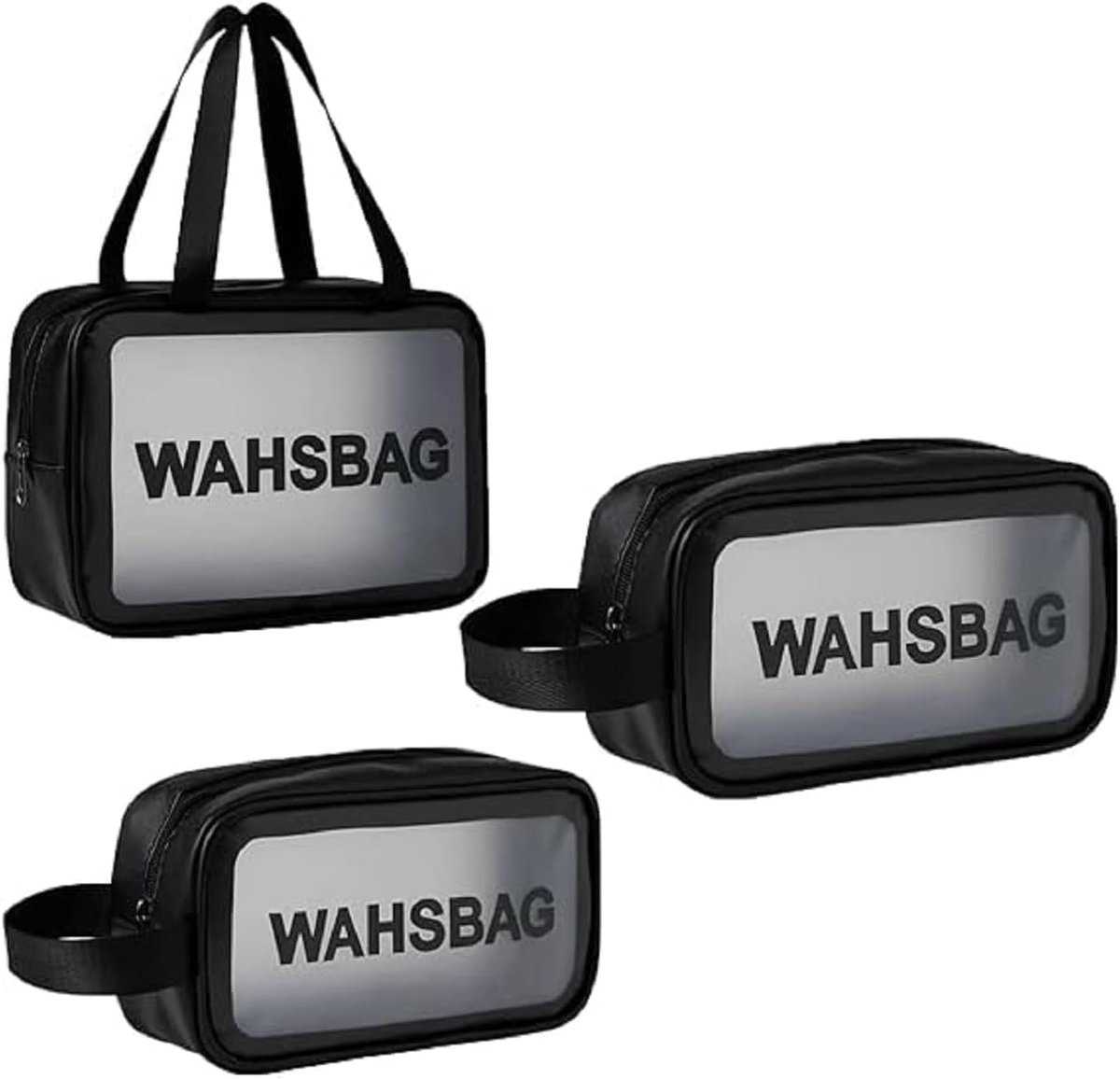 Set of 3 Cosmetic Bag Toiletry Bag Organiser Travel Bags Cosmetic Bag 3 Sizes Transparent Elegant Waterproof Makeup - ShopVlot