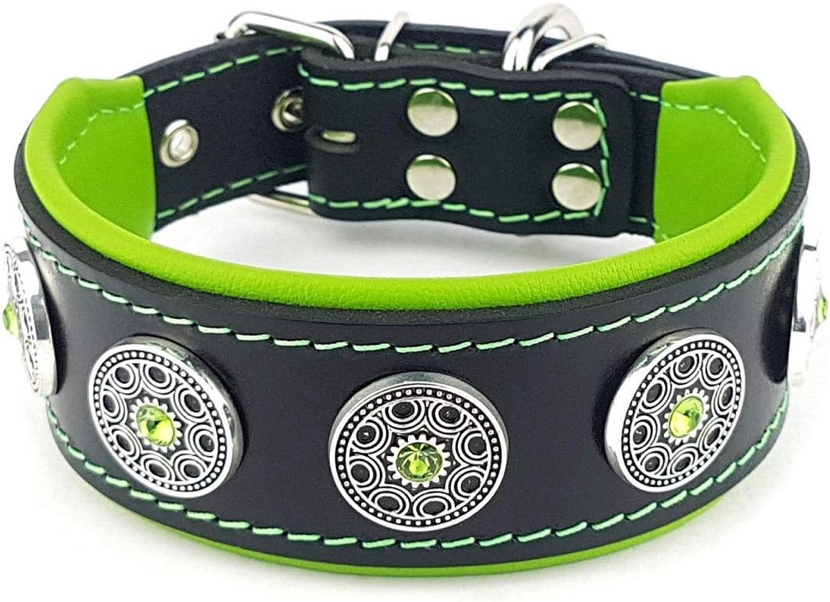 Bestia Bijou collar, studded, HANDMADE, french bulldog, bulldog, terrier, German Shepherd, 2 inch wide, 100% leather - ShopVlot