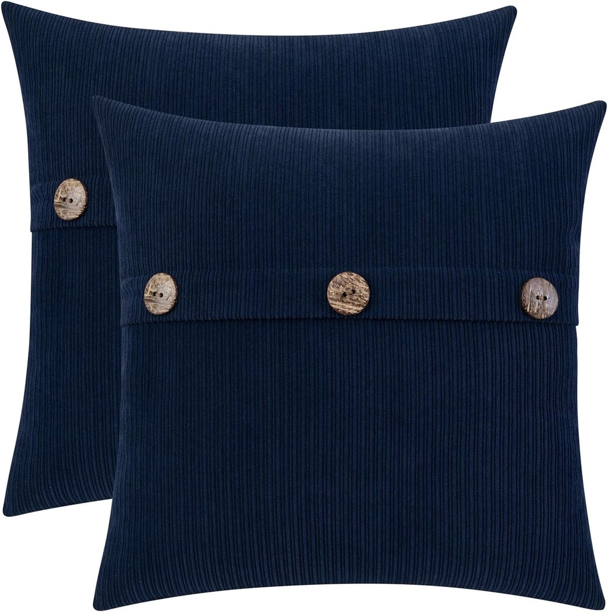 HWY 50 Navy Blue Chenille Throw Pillow Covers 20 x 20 Inches with Triple Buttons Soft Decorative Throw Pillow Cases - ShopVlot