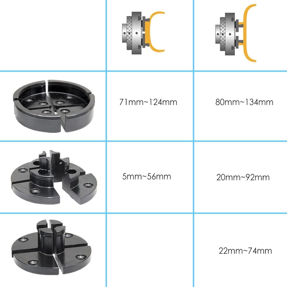 Wood Lathe Chuck Jaw Set for TASP MWLC100C, Step Round Pin Jaw Set Self Centering Parts Wood Turning Accessories - ShopVlot
