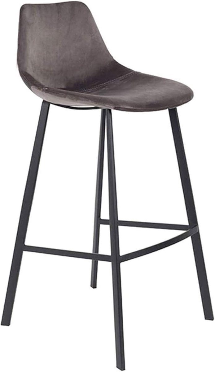 Bar Stool, Modern Breakfast/Manure Stool, Metal Bar Stool with Footstool, Grey Flannel Fabric Home Kitchen Bar Table - ShopVlot
