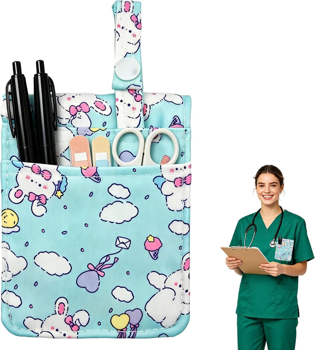 Nurse Bag Cartoon Cute Organizer Nurses Storage Bag Compact Practical Nurse Medicine Bag Multifunctional Pockets (A) - ShopVlot