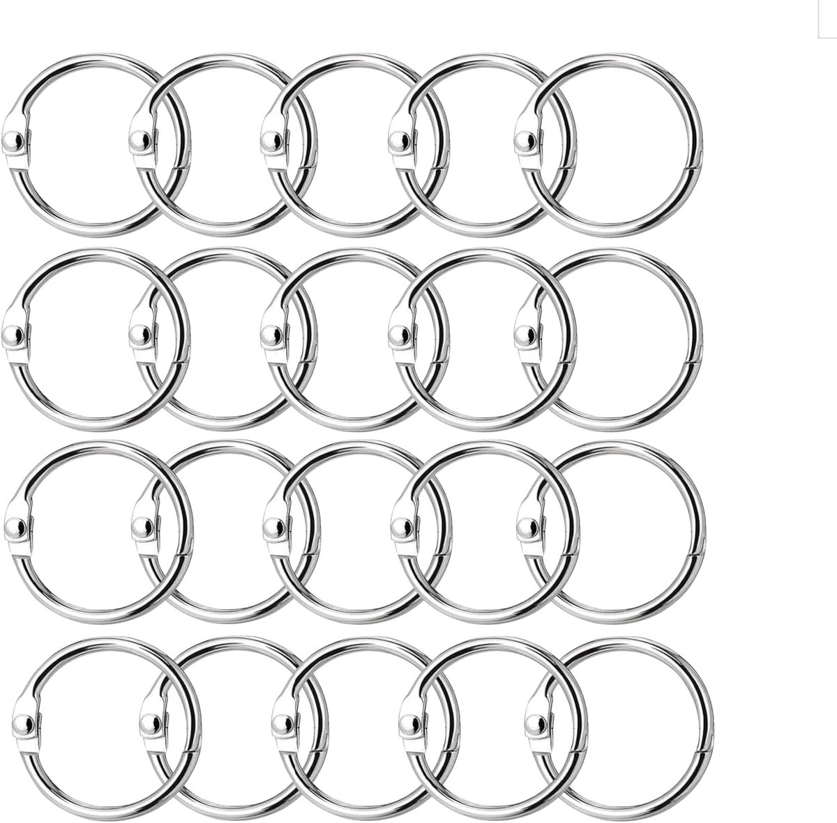 Anneaux de Reliure Livre and Métal 20 mm Ring Binder, Pack of 20 for Memo Storage, Name Plates, Photo Album and Key - ShopVlot