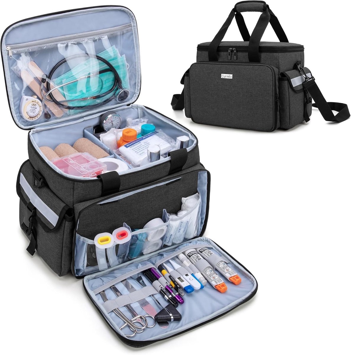 Medische Tas voor Zorgprofessionals met Schouderband - Ideaal voor Verpleegkundigen, Fysiotherapeuten en Artsen - Zwart, Patented Design